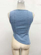 Load image into Gallery viewer, NEWEST ARRIVAL Denim Asymmetrical Sleeveless Blouse
