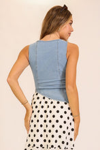 Load image into Gallery viewer, NEWEST ARRIVAL Denim Asymmetrical Sleeveless Blouse
