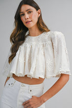 Load image into Gallery viewer, NEWEST ARRIVAL Cream Embroidered Crop Top
