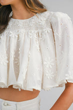 Load image into Gallery viewer, NEWEST ARRIVAL Cream Embroidered Crop Top
