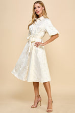 Load image into Gallery viewer, Cream Satin Sequin Detail Button Down Midi Dress

