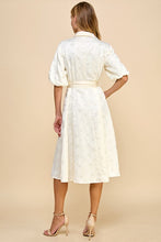 Load image into Gallery viewer, Cream Satin Sequin Detail Button Down Midi Dress
