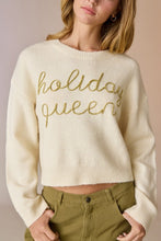 Load image into Gallery viewer, FINAL SALE Cream/Gold 3D Stitch Holiday Queen Knit Sweater
