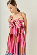 Load image into Gallery viewer, NEWEST ARRIVAL Multi Brown Striped  Front Bow Maxi Dress
