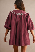 Load image into Gallery viewer, LAST ONE Burgundy Peter Pan Collar Button Down Dress
