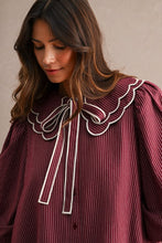 Load image into Gallery viewer, LAST ONE Burgundy Peter Pan Collar Button Down Dress
