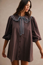 Load image into Gallery viewer, NEWEST ARRIVAL Brown Peter Pan Collar Button Down Dress
