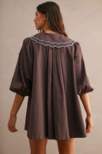 Load image into Gallery viewer, NEWEST ARRIVAL Brown Peter Pan Collar Button Down Dress
