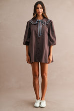 Load image into Gallery viewer, NEWEST ARRIVAL Brown Peter Pan Collar Button Down Dress
