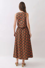 Load image into Gallery viewer, NEWEST ARRIVAL *PREORDER 8/14* Olive/Orange Floral Print Midi Skirt Set
