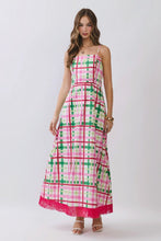 Load image into Gallery viewer, NEWEST ARRIVAL Pink/Green Plaid Fringe Maxi Dress

