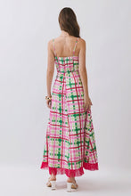 Load image into Gallery viewer, NEWEST ARRIVAL Pink/Green Plaid Fringe Maxi Dress
