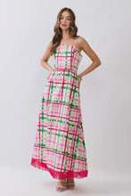 Load image into Gallery viewer, NEWEST ARRIVAL Pink/Green Plaid Fringe Maxi Dress
