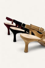 Load image into Gallery viewer, Black Suede Slingback Heels
