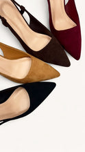 Load image into Gallery viewer, Black Suede Slingback Heels
