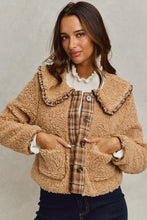 Load image into Gallery viewer, NEWEST ARRIVAL Brown Sherpa Peter Pan Collar Jacket
