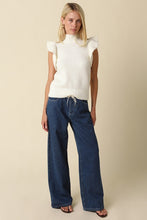 Load image into Gallery viewer, NEWEST ARRIVAL Off White Mock Neck Flutter Sleeve Knit Sweater
