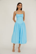 Load image into Gallery viewer, Ocean Blue Bubble Bottom Midi Dress
