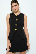 Load image into Gallery viewer, NEWEST ARRIVAL Black Gold Button Front Vest
