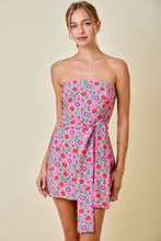 Load image into Gallery viewer, NEWEST ARRIVAL Pink/Purple Floral Neck Scarf Dress
