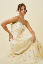 Load image into Gallery viewer, NEWEST ARRIVAL Cream Embroidered Floral Print Midi Dress
