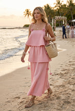 Load image into Gallery viewer, NEWEST ARRIVAL Pink 3D Flower Applique Tiered Maxi Dress
