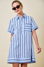 Load image into Gallery viewer, NEWEST ARRIVAL Blue/Navy Striped Shirt Dress
