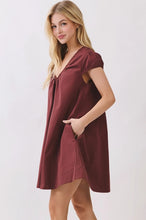 Load image into Gallery viewer, NEWEST ARRIVAL Burgundy U-Neck Swing Dress
