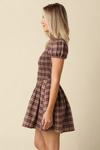 Load image into Gallery viewer, NEWEST ARRIVAL Brown Plaid Smocked Dress
