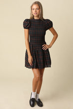 Load image into Gallery viewer, NEWEST ARRIVAL Brown/Blue Plaid Smocked Dress
