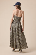 Load image into Gallery viewer, NEWEST ARRIVAL Natural Checker Gingham Strapless Maxi Dress
