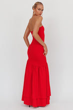 Load image into Gallery viewer, NEWEST ARRIVAL *PREORDER 8/26* Red Strapless Mermaid Ruffle Maxi Dress

