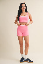 Load image into Gallery viewer, NEWEST ARRIVAL Pink Contrast Binding Athletic Shorts Set
