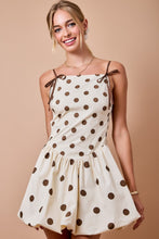 Load image into Gallery viewer, NEWEST ARRIVAL Cream/Brown Polka Dot Bubble Mini Dress
