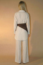 Load image into Gallery viewer, NEWEST ARRIVAL 3 Piece Brown Striped Scarf Pants Set
