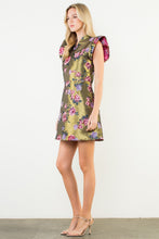 Load image into Gallery viewer, NEWEST ARRIVAL Gold Floral Ruffle Sleeve Dress

