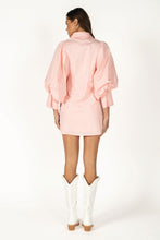 Load image into Gallery viewer, NEWEST ARRIVAL Soft Pink Extra Puff Sleeve Button Front Dress
