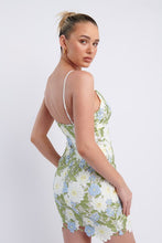 Load image into Gallery viewer, LAST ONE FINAL SALE Blue/Green Crochet Floral Mini Dress
