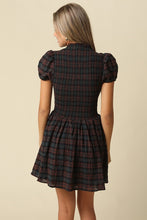 Load image into Gallery viewer, NEWEST ARRIVAL Brown/Blue Plaid Smocked Dress
