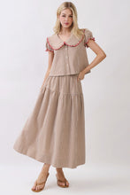 Load image into Gallery viewer, NEWEST ARRIVAL *PREORDER 8/28* Brown/Red Contrast Gingham Midi Skirt Set
