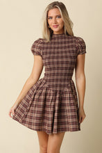 Load image into Gallery viewer, NEWEST ARRIVAL Brown Plaid Smocked Dress
