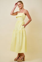 Load image into Gallery viewer, NEWEST ARRIVAL Lemon Yellow Overlay Bust Midi Dress
