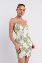 Load image into Gallery viewer, LAST ONE FINAL SALE Blue/Green Crochet Floral Mini Dress
