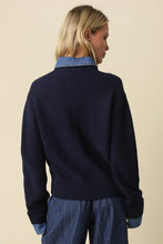 Load image into Gallery viewer, NEWEST ARRIVAL Navy/Denim Contrast Trim Cardigan
