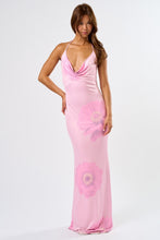 Load image into Gallery viewer, FINAL SALE Pink Mesh Floral Halter Maxi Dress
