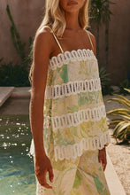 Load image into Gallery viewer, LAST ONE Green Floral Print Lace Trim Pants Set

