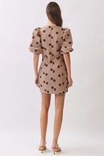 Load image into Gallery viewer, NEWEST ARRIVAL Taupe/Brown Polka Dot Bubble Sleeve Mini Dress

