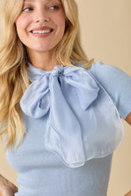 Load image into Gallery viewer, LAST ONE Baby Blue Knit Neck Scarf Sweater
