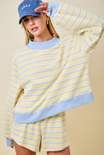 Load image into Gallery viewer, NEWEST ARRIVAL Yellow/Blue Striped Mock Neck Shorts Set

