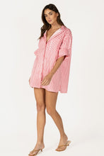 Load image into Gallery viewer, NEWEST ARRIVAL Pink/Red Striped Shirt Dress
